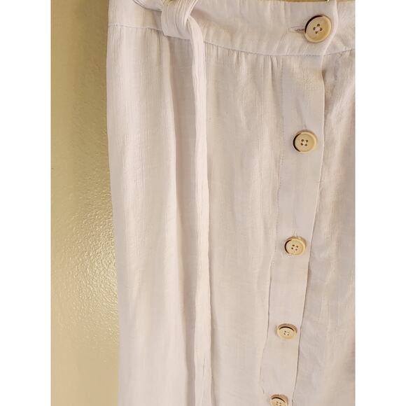 ZAC + RACHEL White High Low Button Front Elastic and Tie Waist Boho Skirt MED - Picture 3 of 6